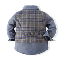 Load image into Gallery viewer, 3 Pieces Set Baby Kid Boys Dressy Solid Color Bow Shirts And Checked Vests Waistcoats And Pants Wholesale 220425312
