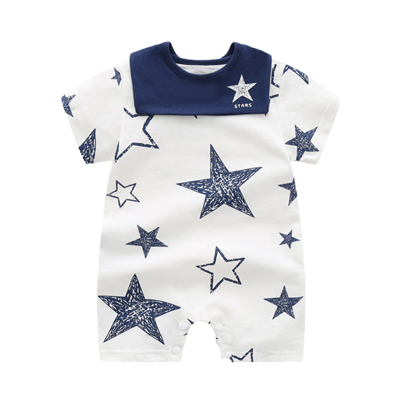 Baby Unisex Fruit Dinosaur Checked Star Print Rompers And Baby Bibs Wholesale 220425317