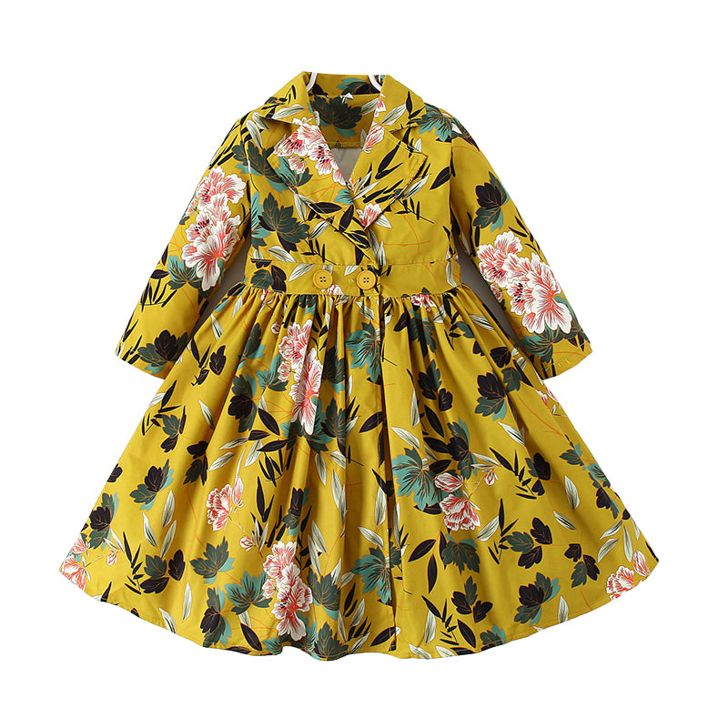 Baby Kid Girls Flower Print Coats Wholesale 220425327