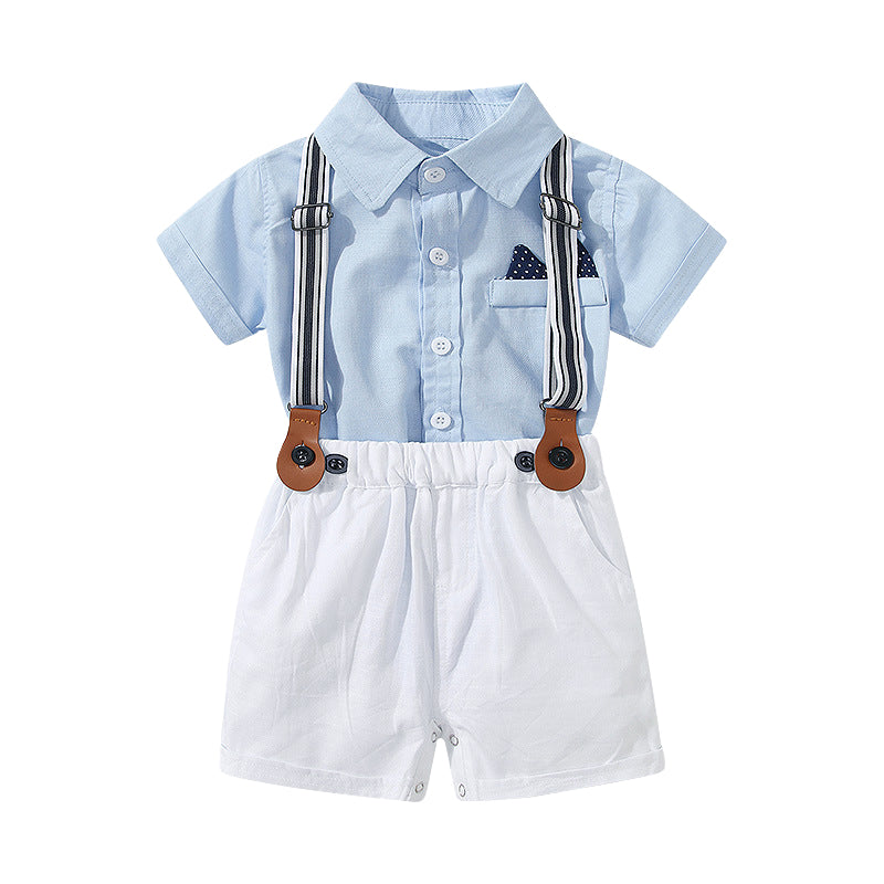 2 Pieces Set Baby Kid Boys Solid Color Shirts And Rompers Wholesale 220425350