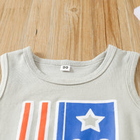 Load image into Gallery viewer, 2 Pieces Set Baby Kid Boys Independence Day Letters Tank Tops Striped And Star Shorts Wholesale 220425368
