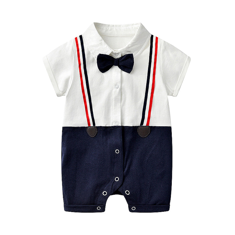 Baby Boys Striped Bow Jumpsuits Wholesale 220425392
