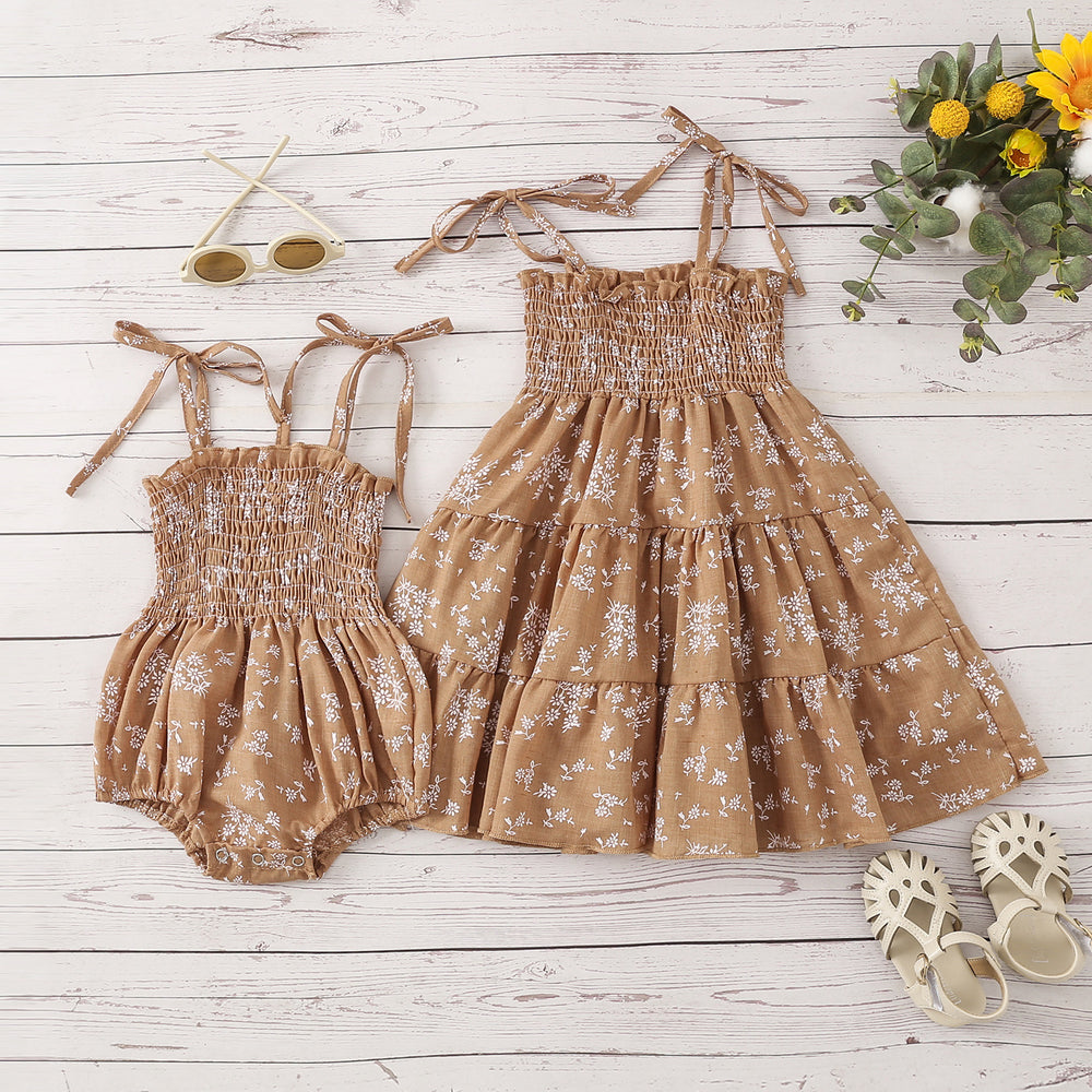 Baby Kid Girls Flower Print Rompers Dresses Wholesale 220425394
