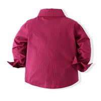 Load image into Gallery viewer, 2 Pieces Set Baby Kid Boys Solid Color Checked Shirts And Suits Trousers Wholesale 220425402
