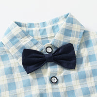 Load image into Gallery viewer, 2 Pieces Set Baby Kid Boys Checked Bow Shirts And Shorts Wholesale 220425404
