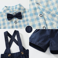 Load image into Gallery viewer, 2 Pieces Set Baby Kid Boys Checked Bow Shirts And Shorts Wholesale 220425404
