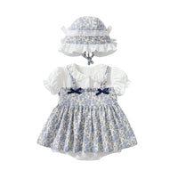 Load image into Gallery viewer, Baby Girls Flower Bow Print Rompers Wholesale 220425409
