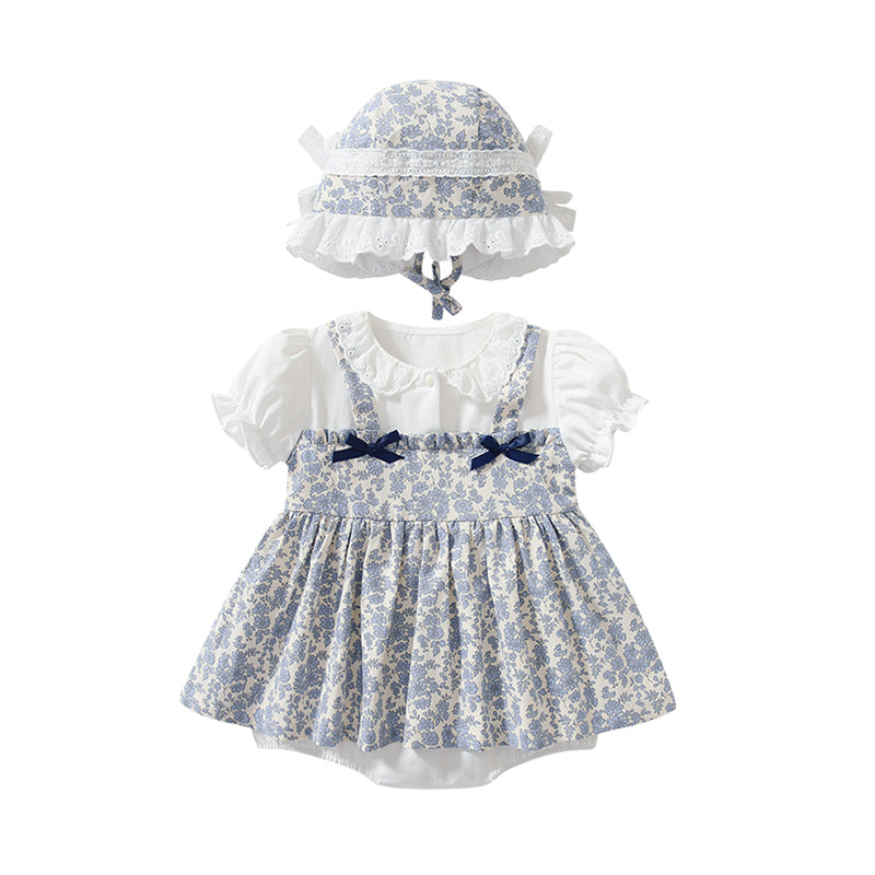 Baby Girls Flower Bow Print Rompers Wholesale 220425409