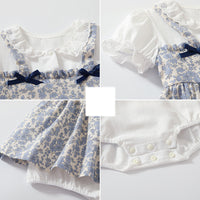 Load image into Gallery viewer, Baby Girls Flower Bow Print Rompers Wholesale 220425409
