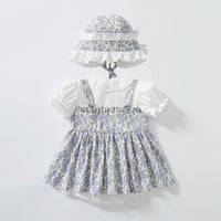 Load image into Gallery viewer, Baby Girls Flower Bow Print Rompers Wholesale 220425409
