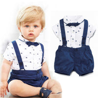 Load image into Gallery viewer, 2 Pieces Set Baby Boys Print T-Shirts And Solid Color Rompers Wholesale 22042541
