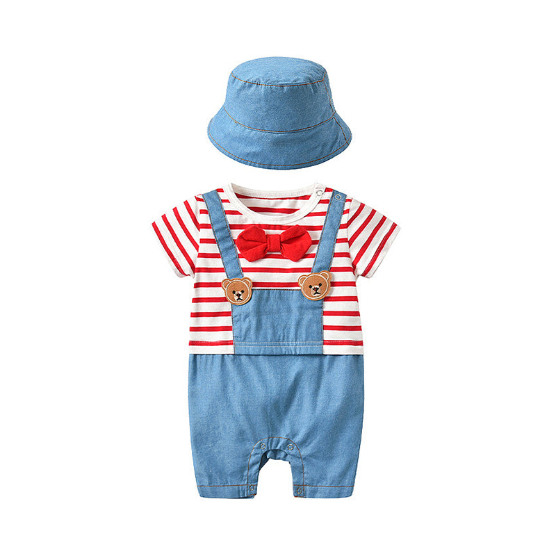 Baby Boys Striped Color-blocking Cartoon Jumpsuits Wholesale 220425425