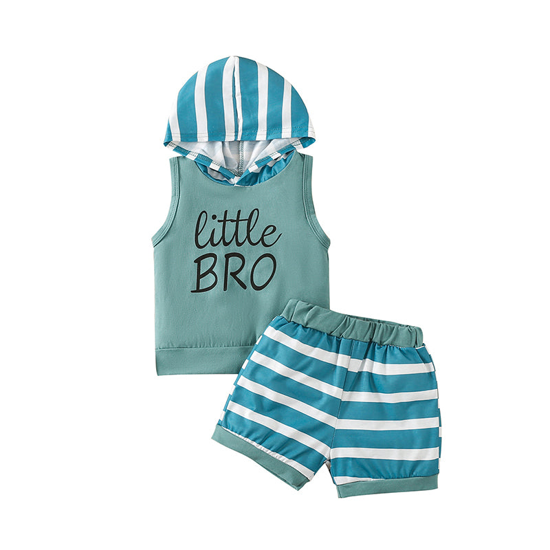 2 Pieces Set Baby Kid Boys Letters Tops And Striped Shorts Wholesale 220425440