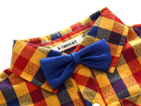 Load image into Gallery viewer, 2 Pieces Set Kid Boys Checked Shirts And Solid Color Rompers Wholesale 22042545
