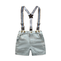 Load image into Gallery viewer, 2 Pieces Set Kid Boys Checked Shirts And Solid Color Rompers Wholesale 22042545
