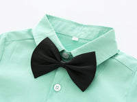Load image into Gallery viewer, 2 Pieces Set Baby Boys Solid Color Bow Shirts And Shorts Suits Wholesale 22042565
