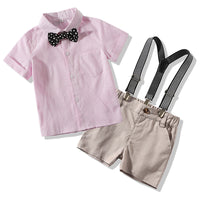 Load image into Gallery viewer, 2 Pieces Set Baby Boys Striped Bow Shirts And Solid Color Rompers Wholesale 22042582
