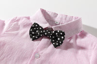 Load image into Gallery viewer, 2 Pieces Set Baby Boys Striped Bow Shirts And Solid Color Rompers Wholesale 22042582
