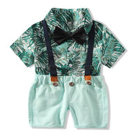 Load image into Gallery viewer, 2 Pieces Set Baby Kid Boys Birthday Bow Print Shirts And Solid Color Rompers Wholesale 22042583
