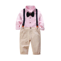 Load image into Gallery viewer, 2 Pieces Set Baby Kid Boys Birthday Striped Bow Shirts And Solid Color Jumpsuits Wholesale 22042585
