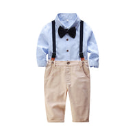 Load image into Gallery viewer, 2 Pieces Set Baby Kid Boys Birthday Striped Bow Shirts And Solid Color Jumpsuits Wholesale 22042585
