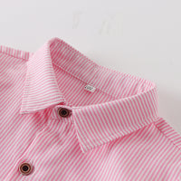 Load image into Gallery viewer, 2 Pieces Set Baby Kid Boys Birthday Striped Bow Shirts And Solid Color Jumpsuits Wholesale 22042585
