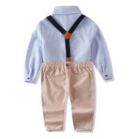 Load image into Gallery viewer, 2 Pieces Set Baby Kid Boys Birthday Striped Bow Shirts And Solid Color Jumpsuits Wholesale 22042585

