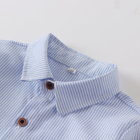 Load image into Gallery viewer, 2 Pieces Set Baby Kid Boys Birthday Striped Bow Shirts And Solid Color Jumpsuits Wholesale 22042585
