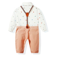 Load image into Gallery viewer, 2 Pieces Set Baby Kid Boys Birthday Car Bow Print Shirts And Solid Color Jumpsuits Wholesale 22042586
