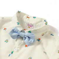 Load image into Gallery viewer, 2 Pieces Set Baby Kid Boys Birthday Car Bow Print Shirts And Solid Color Jumpsuits Wholesale 22042586
