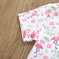 Load image into Gallery viewer, 2 Pieces Set Baby Kid Boys Flower Flamingo Print Shirts And Solid Color Shorts Wholesale 22042587
