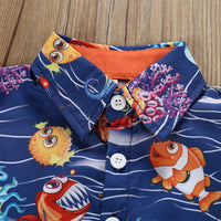 Load image into Gallery viewer, 2 Pieces Set Baby Kid Boys Animals Print Shirts And Solid Color Shorts Wholesale 22042591
