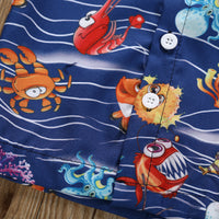 Load image into Gallery viewer, 2 Pieces Set Baby Kid Boys Animals Print Shirts And Solid Color Shorts Wholesale 22042591
