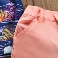 Load image into Gallery viewer, 2 Pieces Set Baby Kid Boys Animals Print Shirts And Solid Color Shorts Wholesale 22042591
