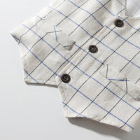 Load image into Gallery viewer, 3 Pieces Set Baby Kid Boys Dressy Birthday Party Solid Color Bow Shirts And Checked Vests Waistcoats And Pants Wholesale 22042596
