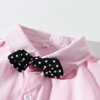 Load image into Gallery viewer, 3 Pieces Set Baby Kid Boys Dressy Birthday Party Solid Color Bow Shirts And Checked Vests Waistcoats And Pants Wholesale 22042596
