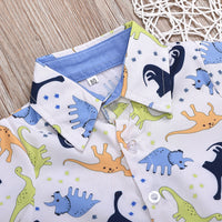Load image into Gallery viewer, 2 Pieces Set Baby Kid Boys Dinosaur Print Shirts And Solid Color Shorts Wholesale 22042597

