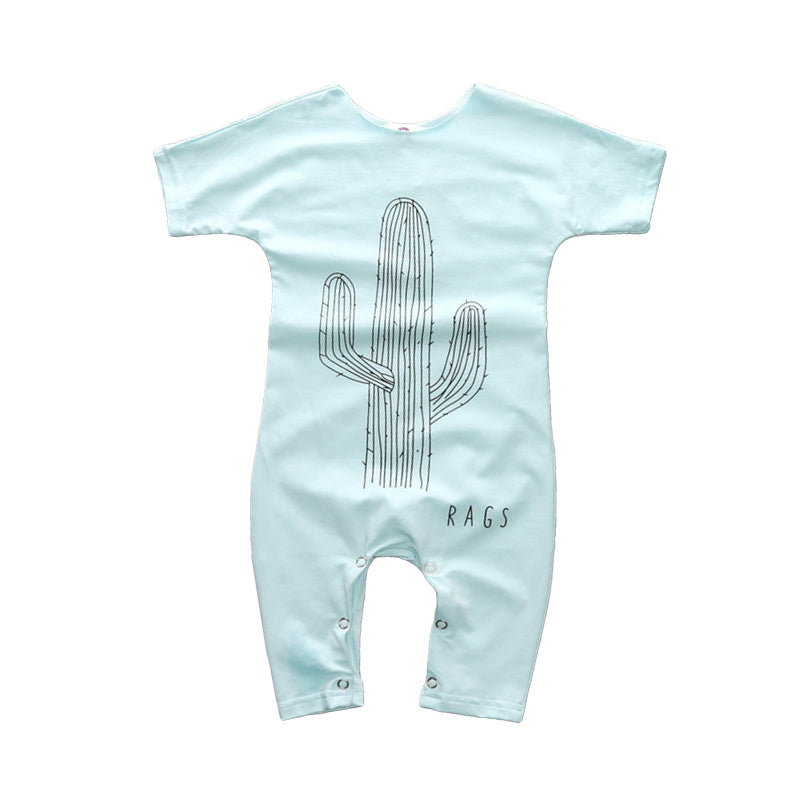 Baby Unisex Striped Letters Plant Print Rompers Wholesale 22042902