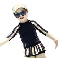 Load image into Gallery viewer, 2 Pieces Set Kid Girls Beach Striped Tops Swimwears And Shorts Wholesale 22042907
