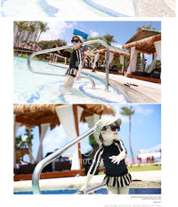 Load image into Gallery viewer, 2 Pieces Set Kid Girls Beach Striped Tops Swimwears And Shorts Wholesale 22042907
