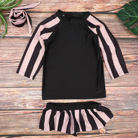 Load image into Gallery viewer, 2 Pieces Set Kid Girls Beach Striped Tops Swimwears And Shorts Wholesale 22042907
