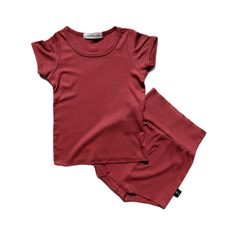 2 Pieces Set Baby Kid Unisex Solid Color T-Shirts And Shorts Wholesale 220429102