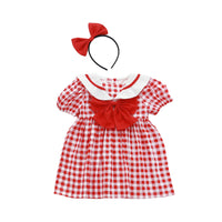 Load image into Gallery viewer, Baby Kid Girls Checked Bow Rompers And Dresses Wholesale 220429171
