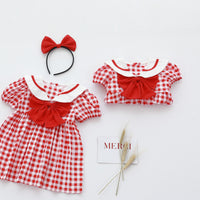 Load image into Gallery viewer, Baby Kid Girls Checked Bow Rompers And Dresses Wholesale 220429171
