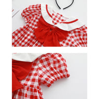 Load image into Gallery viewer, Baby Kid Girls Checked Bow Rompers And Dresses Wholesale 220429171
