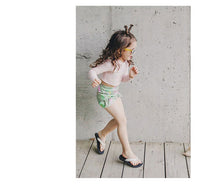 Load image into Gallery viewer, 3 Pieces Set Baby Kid Girls Beach Letters Flower Print Tops And Plant Shorts And Hats Swimwears Wholesale 22042918
