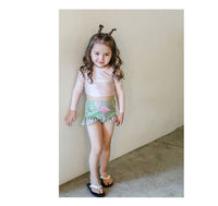 Load image into Gallery viewer, 3 Pieces Set Baby Kid Girls Beach Letters Flower Print Tops And Plant Shorts And Hats Swimwears Wholesale 22042918
