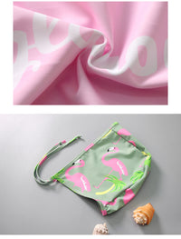 Load image into Gallery viewer, 3 Pieces Set Baby Kid Girls Beach Letters Flower Print Tops And Plant Shorts And Hats Swimwears Wholesale 22042918
