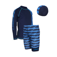 Load image into Gallery viewer, 2 Pieces Set Kid Big Kid Boys Beach Letters Color-blocking Print Tops And Shorts Swimwears Wholesale 220429183
