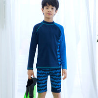 Load image into Gallery viewer, 2 Pieces Set Kid Big Kid Boys Beach Letters Color-blocking Print Tops And Shorts Swimwears Wholesale 220429183

